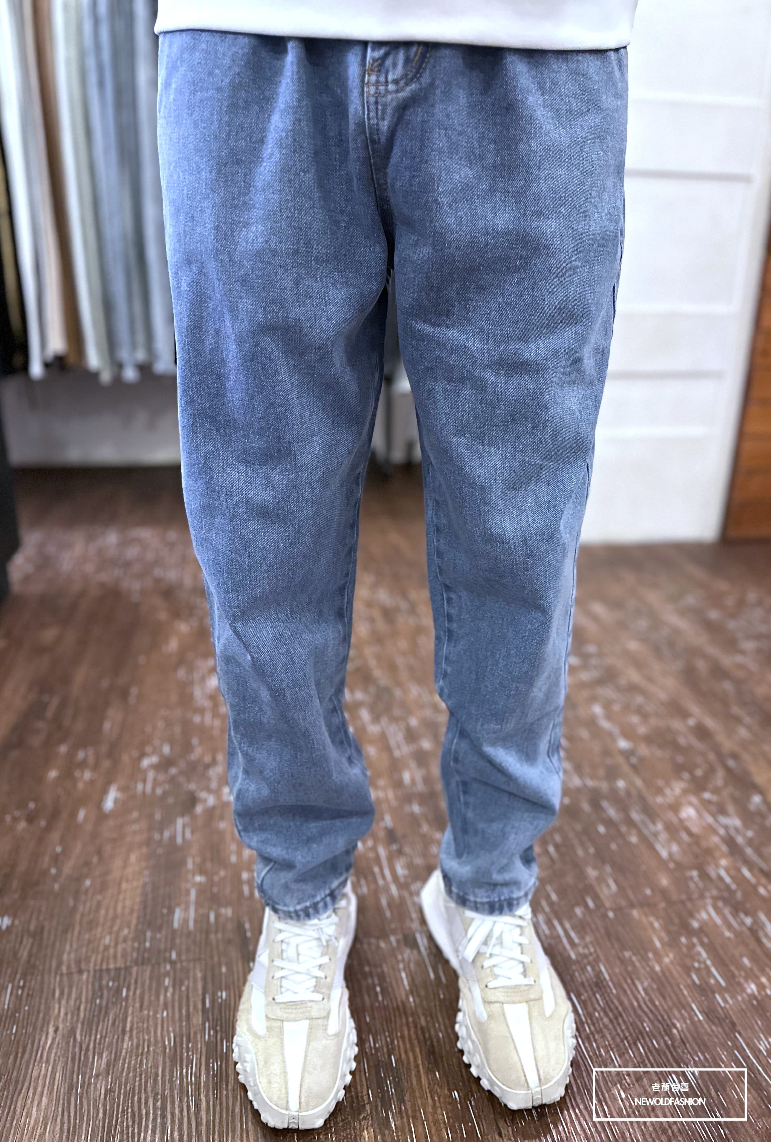 『新品上市』重磅原色素面鬆緊抽繩寬褲-淺藍(NOF2310Y2205)