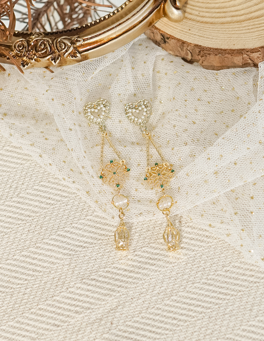 by mii✧古典雕花吊橋耳飾