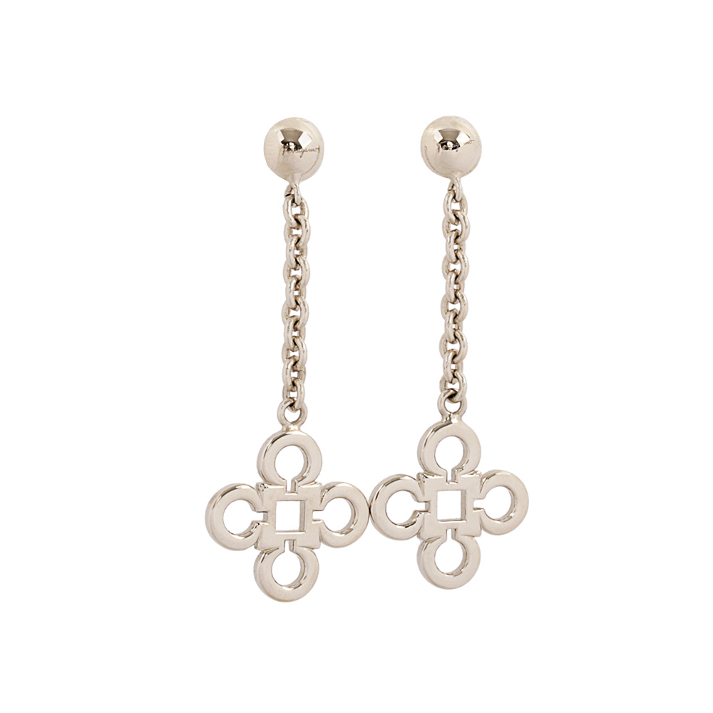 【Salvatore Ferragamo】掛鉤造型四夜草垂墜耳環