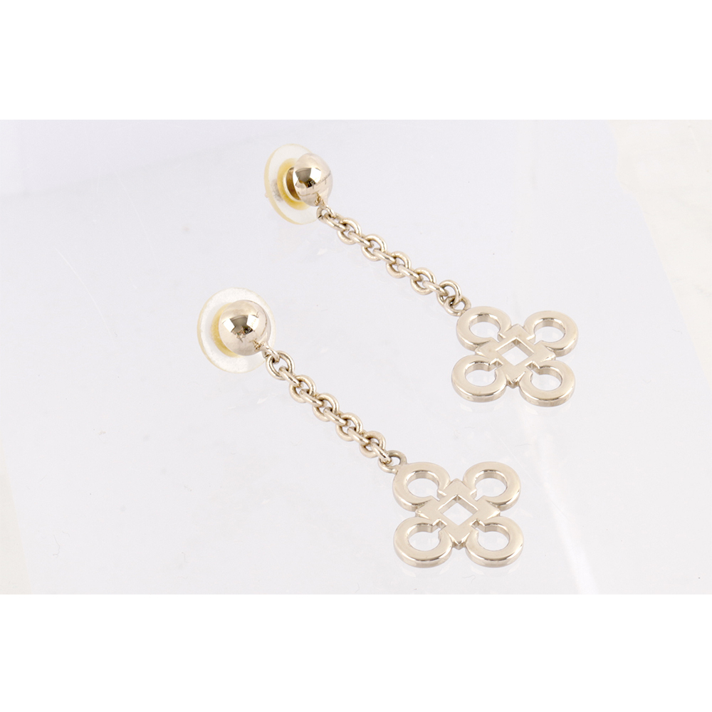 【Salvatore Ferragamo】掛鉤造型四夜草垂墜耳環(金色)