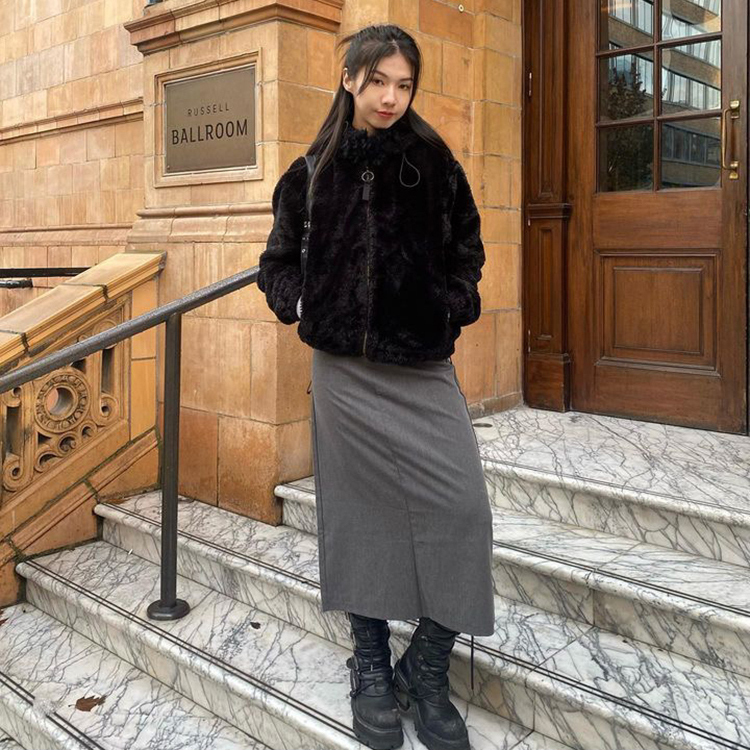 高腰修身中長裙