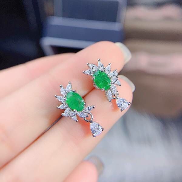 純天然哥倫比亞祖母綠 耳釘