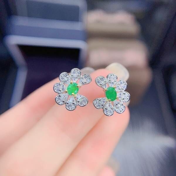 純天然哥倫比亞祖母綠 耳釘