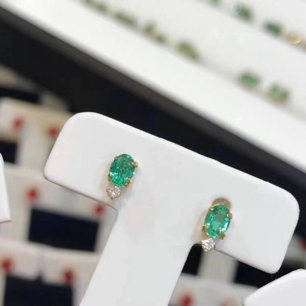 純天然哥倫比亞祖母綠 耳釘