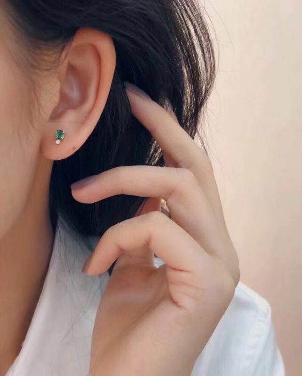 純天然哥倫比亞祖母綠 耳釘