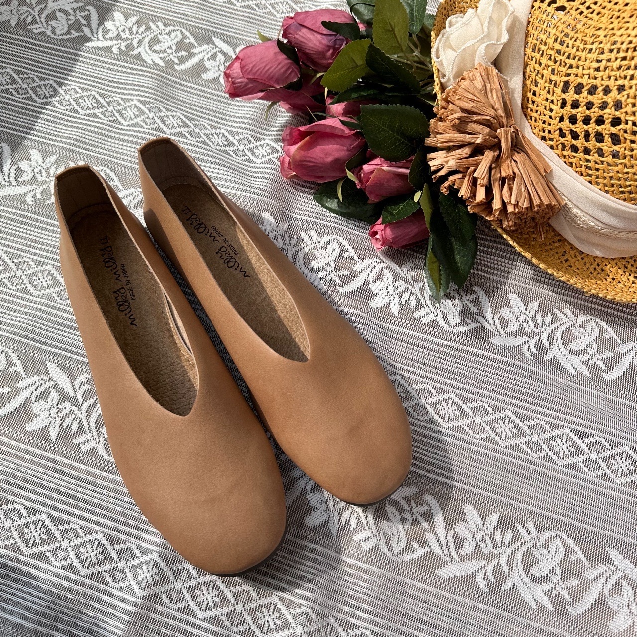 日本製柔軟舒適啡色平底鞋