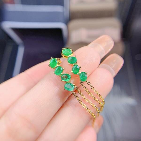 純天然哥倫比亞祖母綠 耳釘