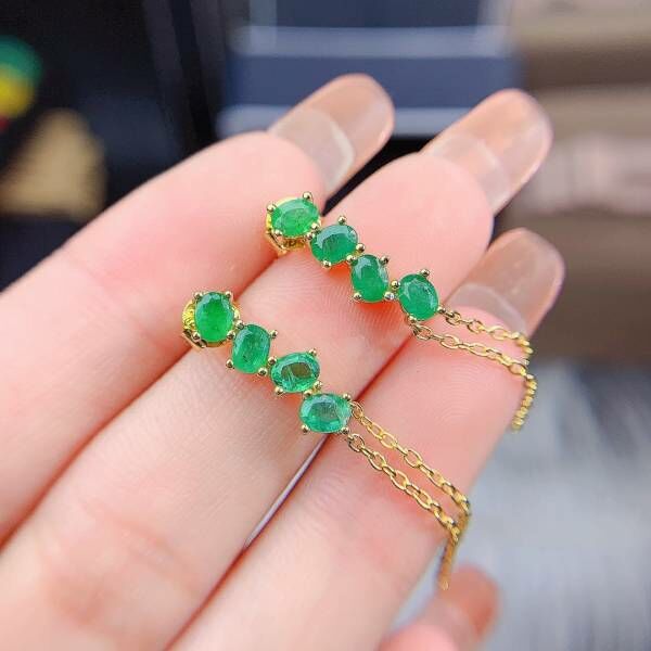 純天然哥倫比亞祖母綠 耳釘