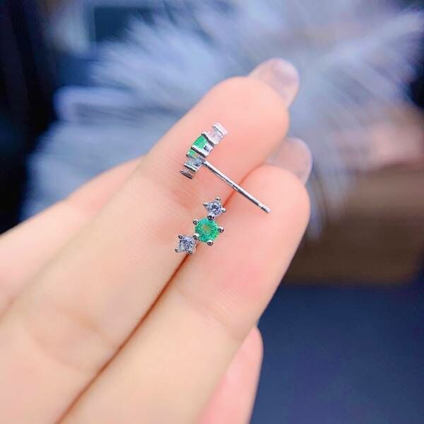 純天然哥倫比亞祖母綠 耳釘