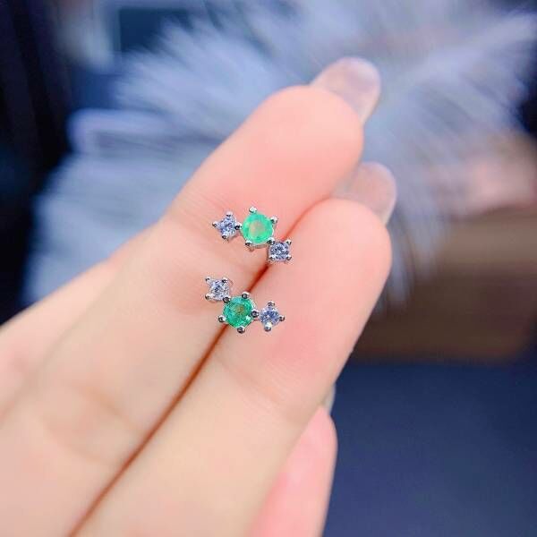 純天然哥倫比亞祖母綠 耳釘