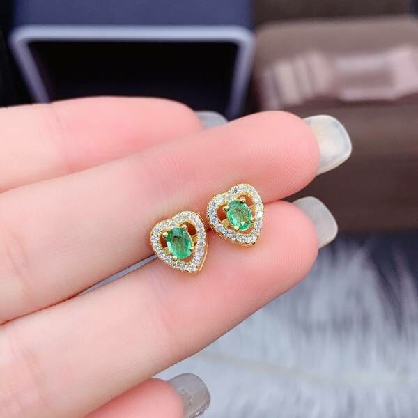 純天然哥倫比亞祖母綠 耳釘