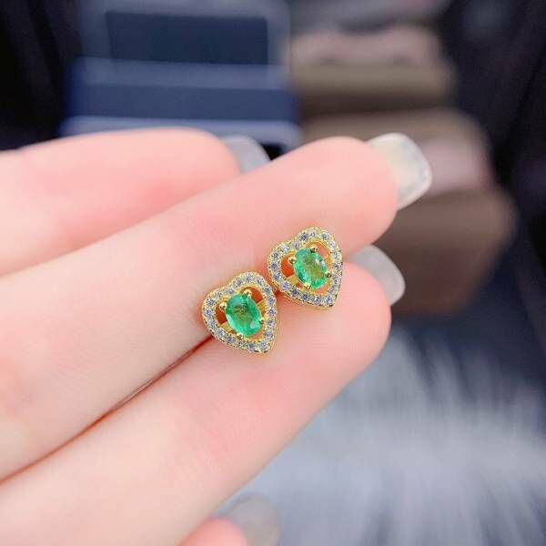 純天然哥倫比亞祖母綠 耳釘