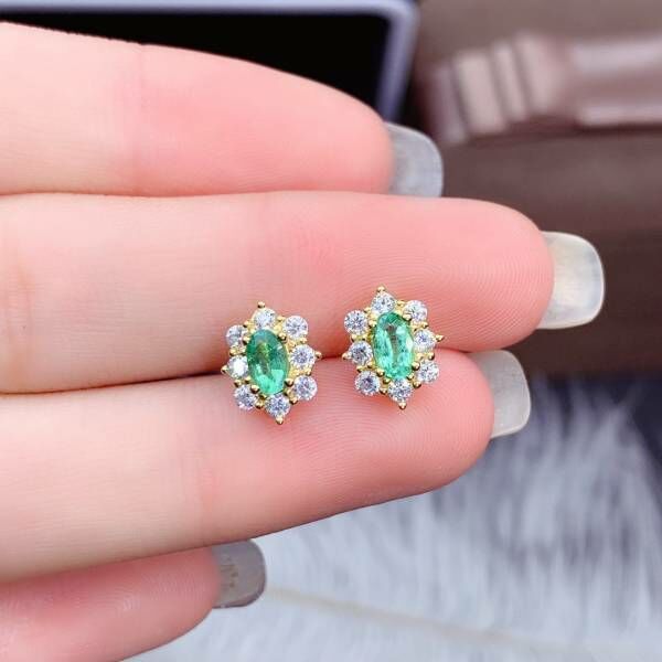 純天然哥倫比亞祖母綠 耳釘