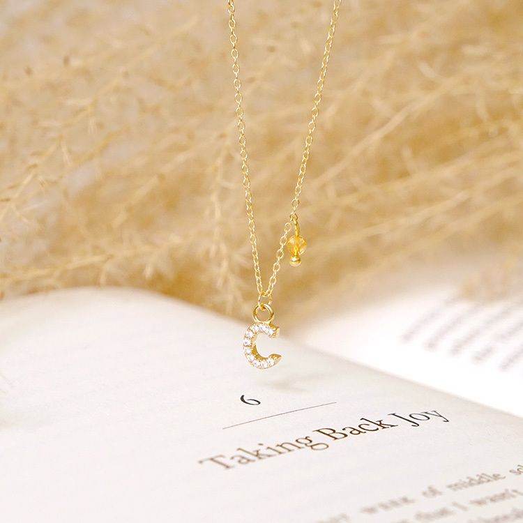 ｜訂製｜英文字母 – 誕生石 – 項鍊 (18吋)