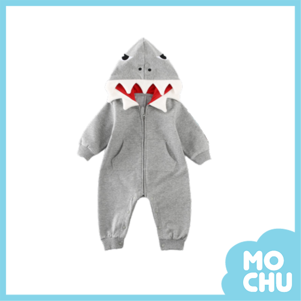 尖角兇猛鯊魚拉鍊長袖連身衣(兩色)