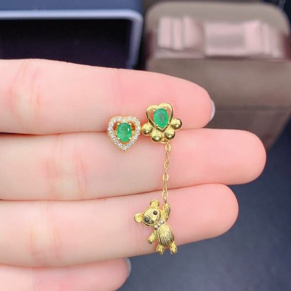 純天然哥倫比亞祖母綠 耳釘