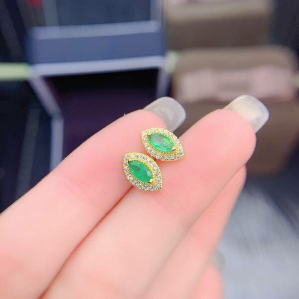 純天然哥倫比亞祖母綠 耳釘