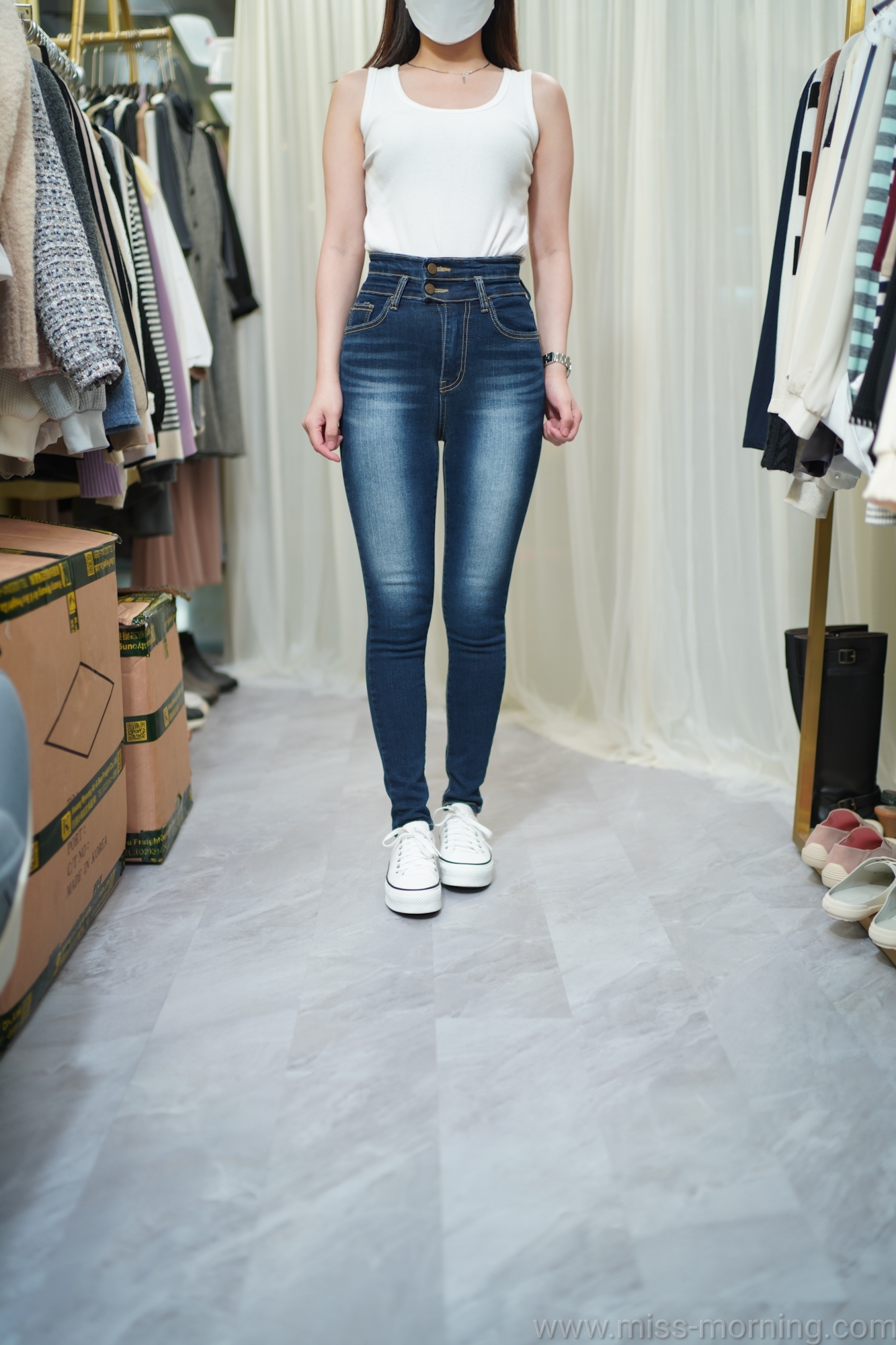 兩扣款小腿牛仔褲(33648)