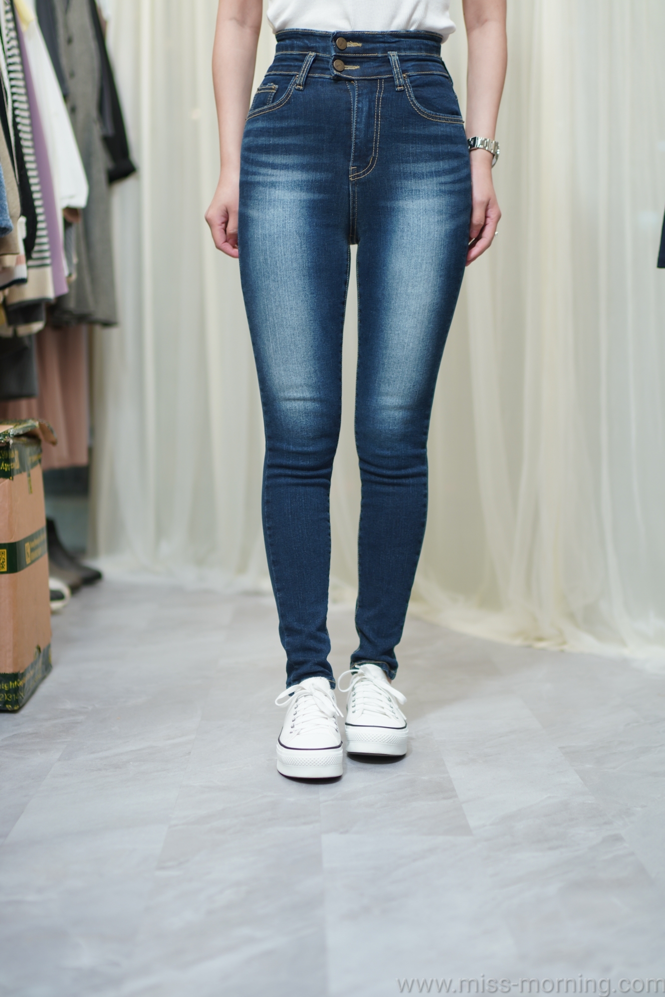 兩扣款小腿牛仔褲(33648)