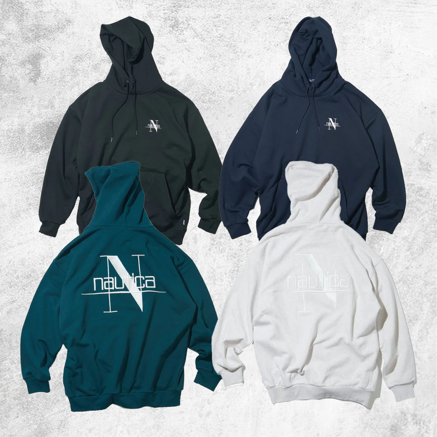 NAUTICA Back Embroidery Logo Sweat Hoodie 刺繡 大logo 帽t