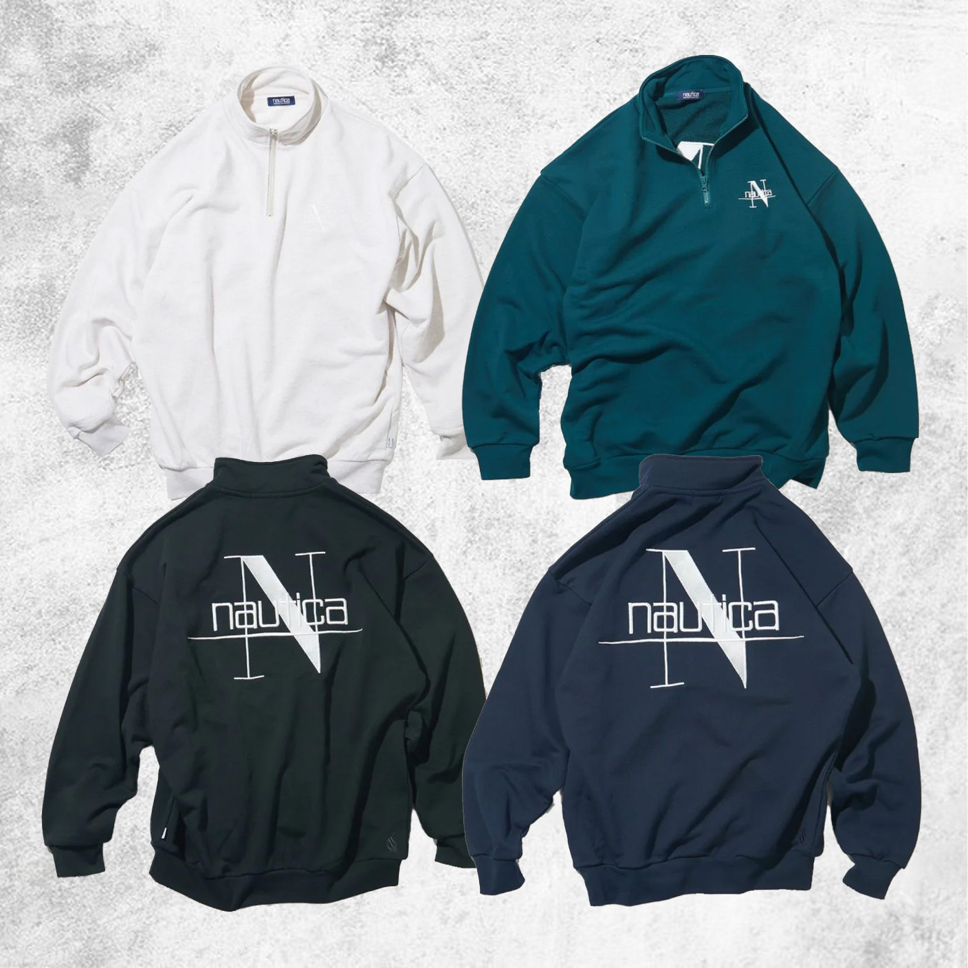 NAUTICA Back Embroidery Logo Cadet Collar Sweatshirt 刺繡 大LOGO 立領 長袖上衣