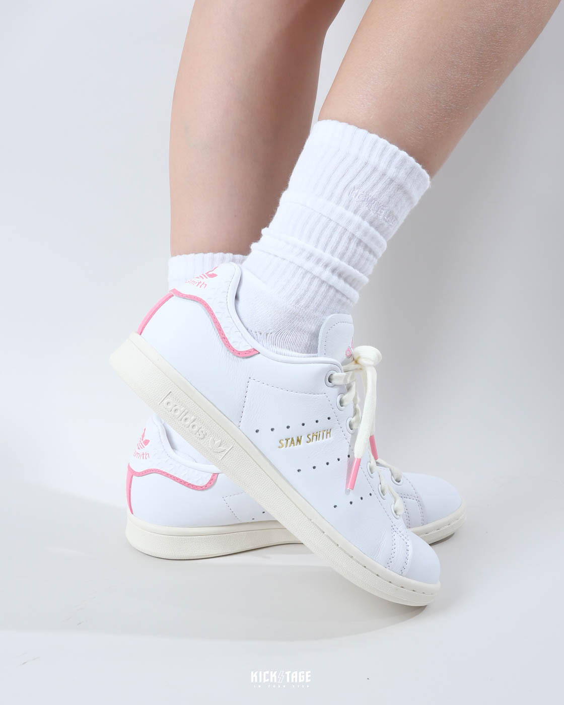 女鞋ADIDAS STAN SMITH 白粉皮革防潑水經典復古小白鞋休閒鞋【IF9061】