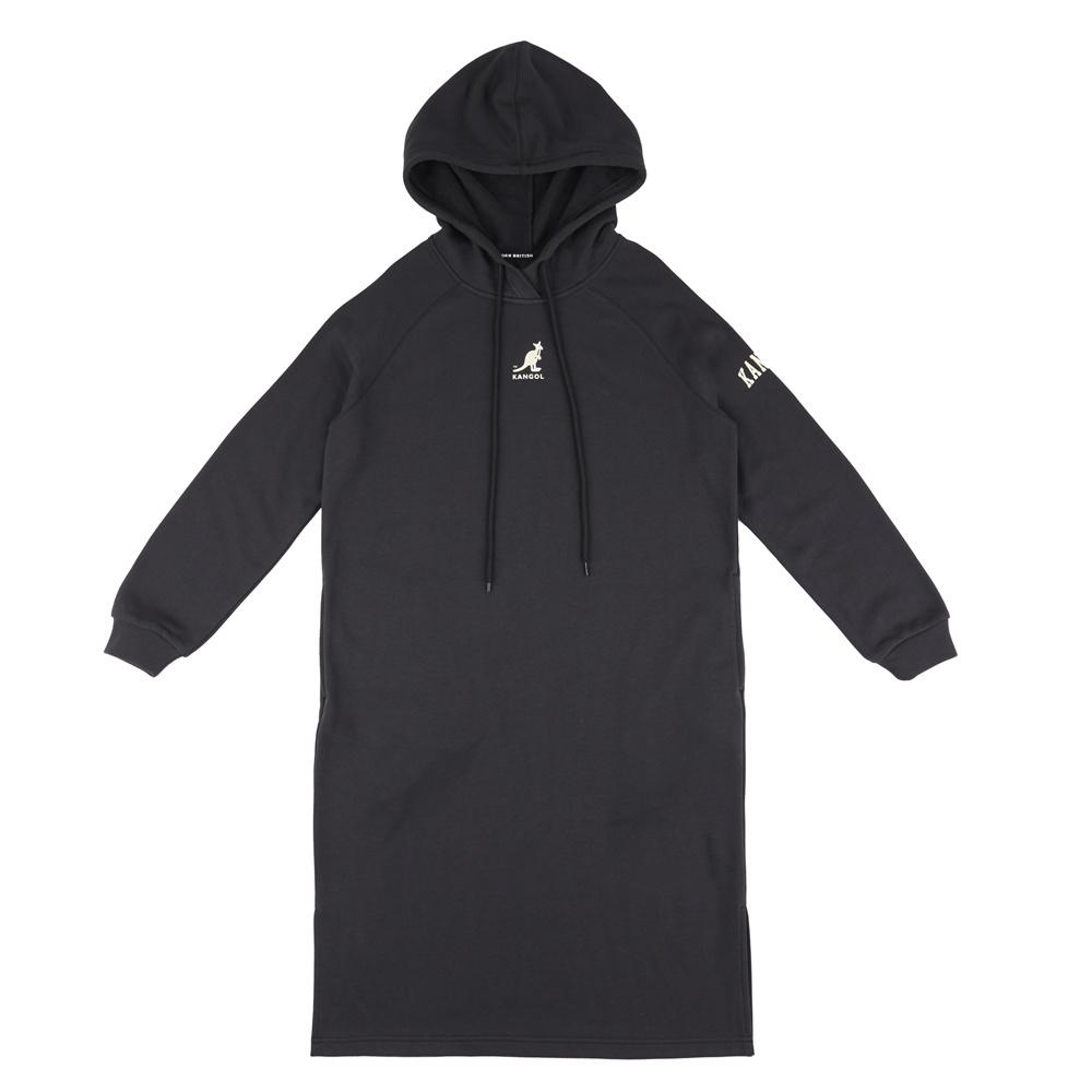 KANGOL 洋裝 黑 小LOGO 連身 連帽 長版T 女 6352158320