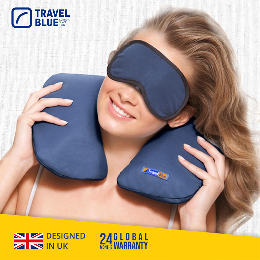 【Travel Blue 藍旅】安心入睡套組 (含充氣U型頸枕與眼罩)