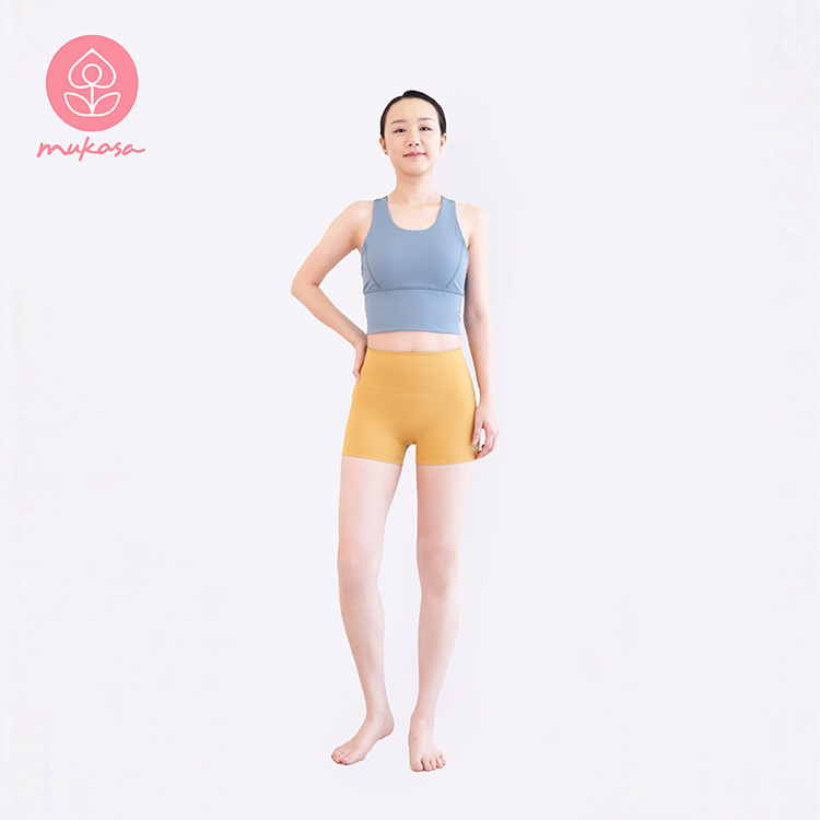 MUKASA 運動提臀二分短褲-芥末黃 MUK-2396501