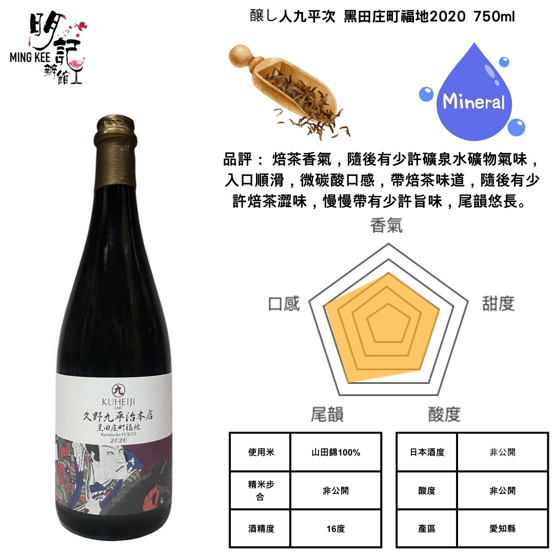 久野九平治本店(九平次) 黑田庄町福地2020 750ml