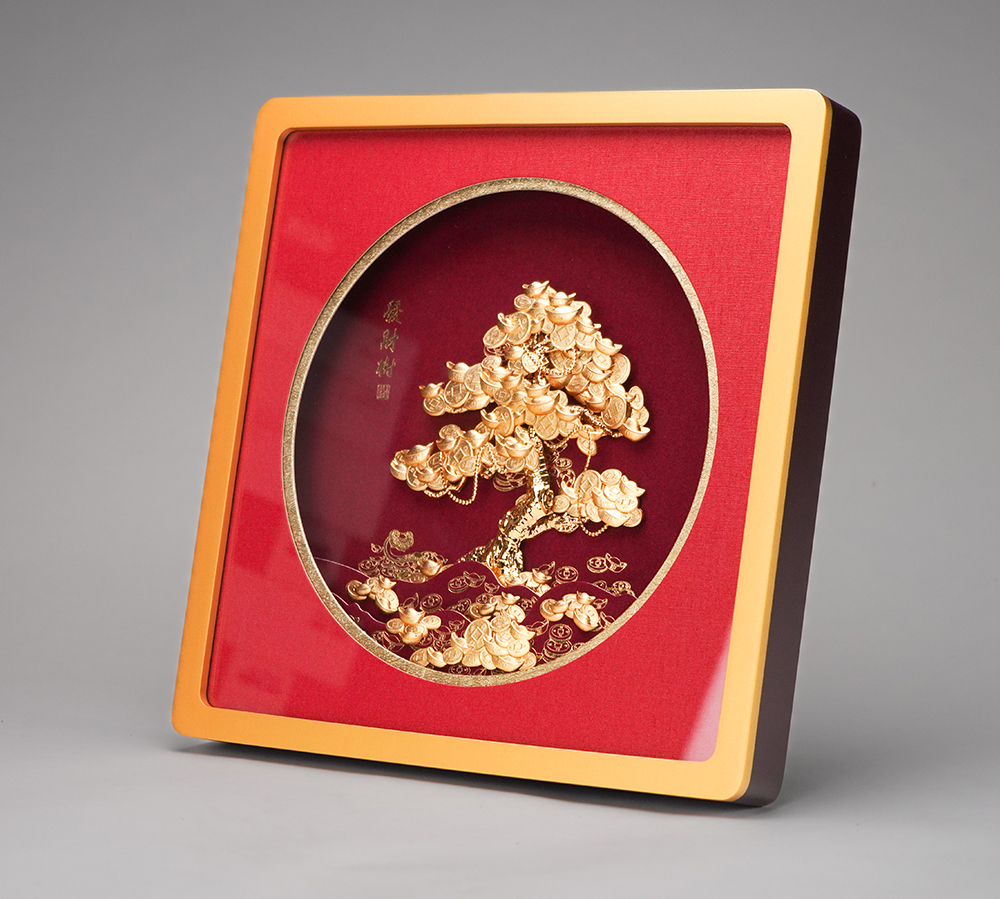 發財樹掛畫足金金箔辦公室 客廳酒櫃裝飾喬遷新居公司開業禮物