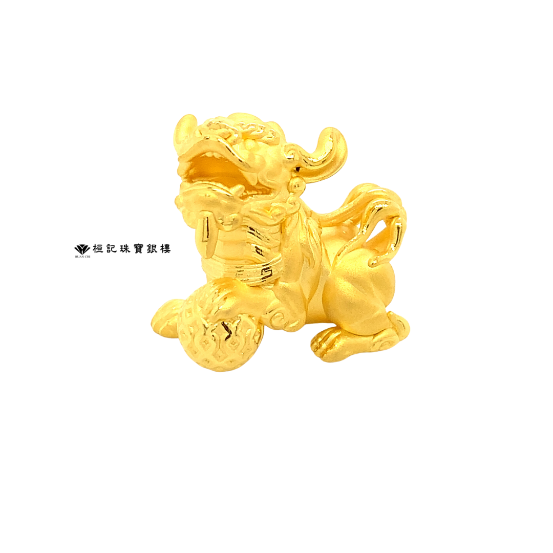 白沙屯媽祖 招財獅(公母) 黃金擺件