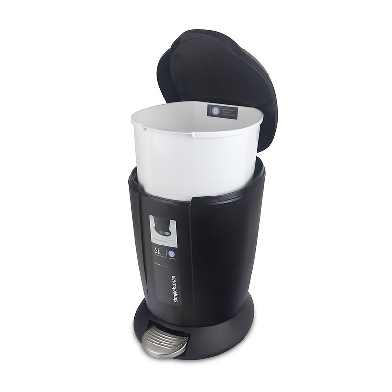 美國品牌SIMPLEHUMAN 6L 圓形腳踏垃圾桶 -黑色【香港行貨】-CW1319