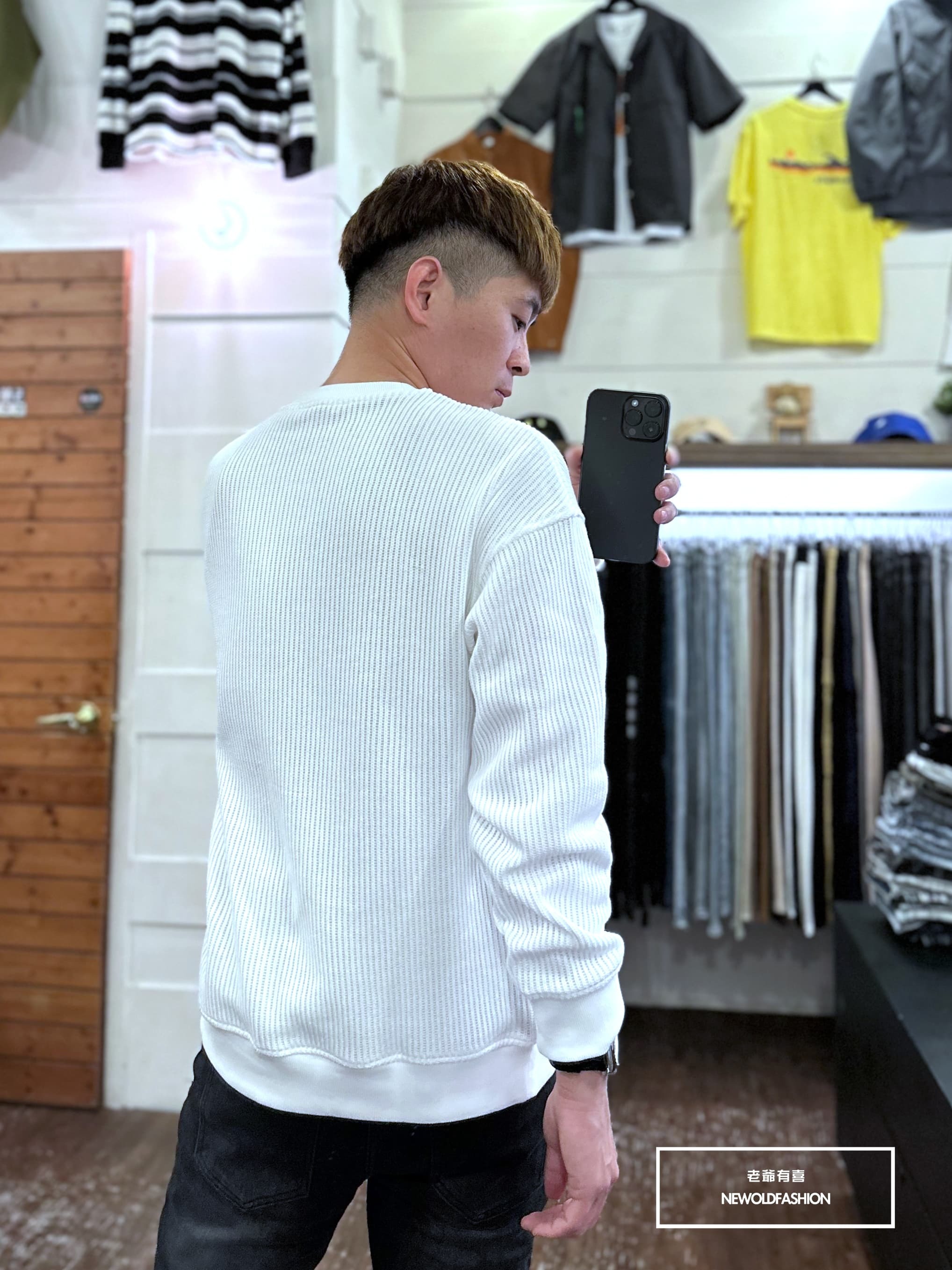 『新品上市』重磅立體粗針織大學T-白(NOF2310C65001)