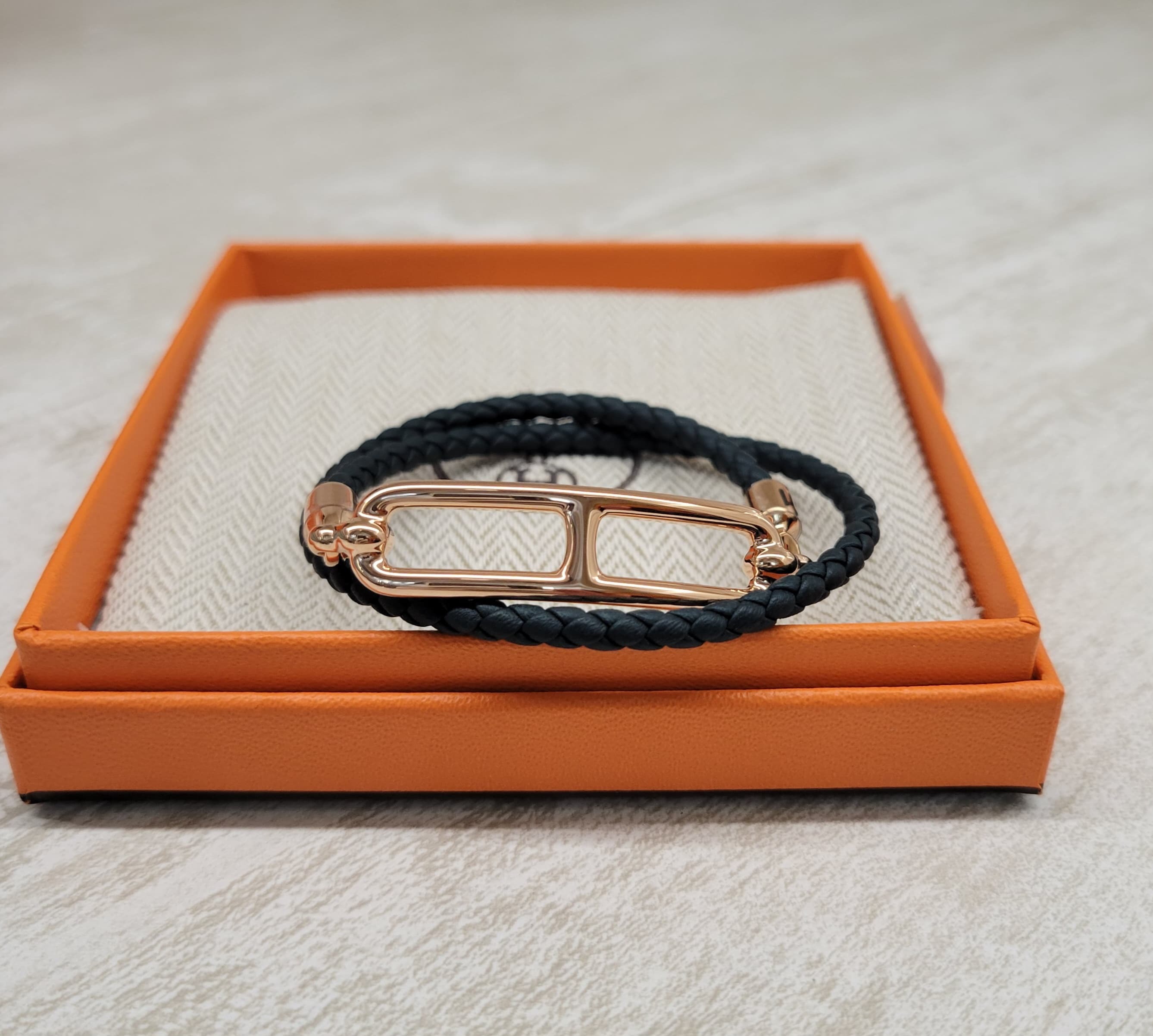 Hermes roulis double tour 6O vert cypres fo 手繩 6O松柏綠玫瑰金