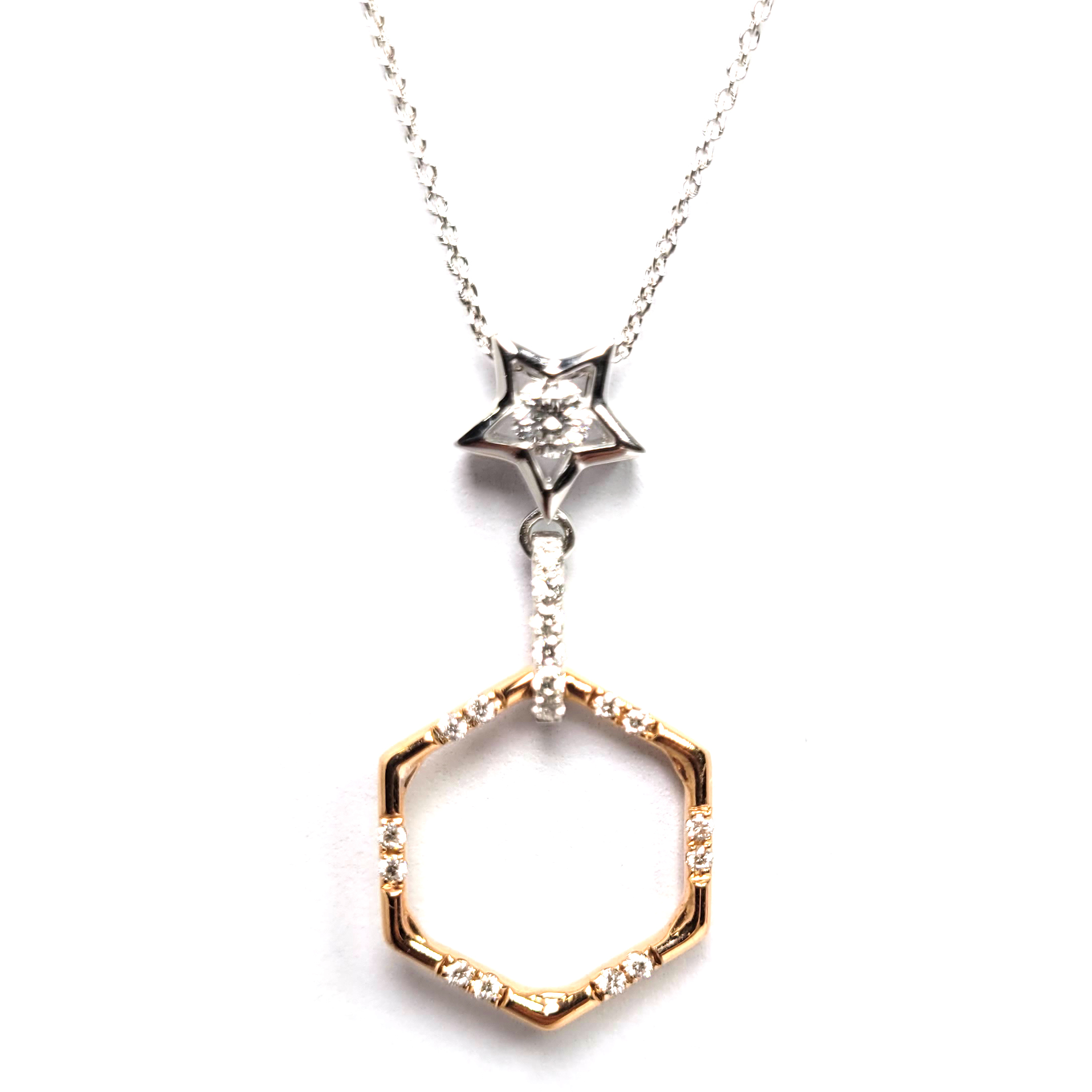 18K白金/玫瑰金天然鑽石吊墜