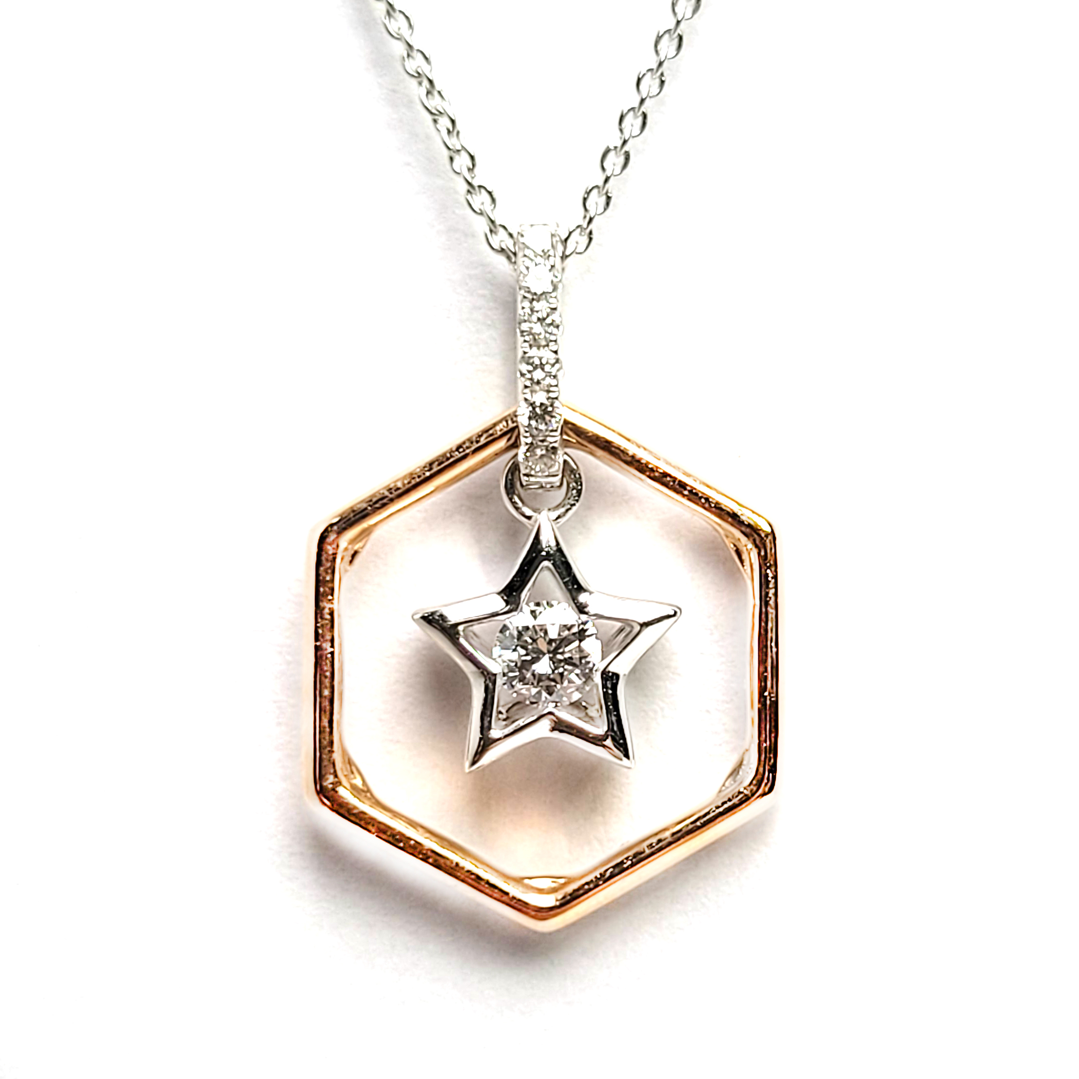 18K白金/玫瑰金天然鑽石吊墜