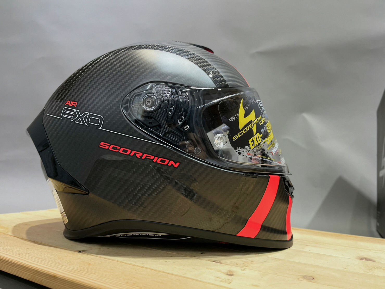 SCORPION EXO-R1 EVO CARBON AIR MG MATT BLACK/RED 碳纖維 消光黑紅 全罩