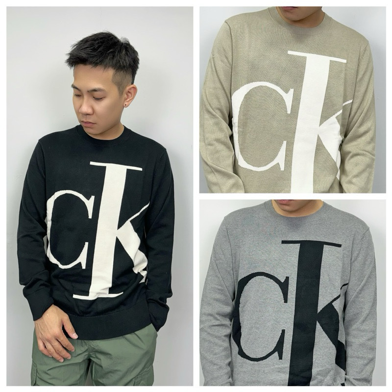 Calvin Klein CK 滿版大Ck 針織衫 長袖上衣