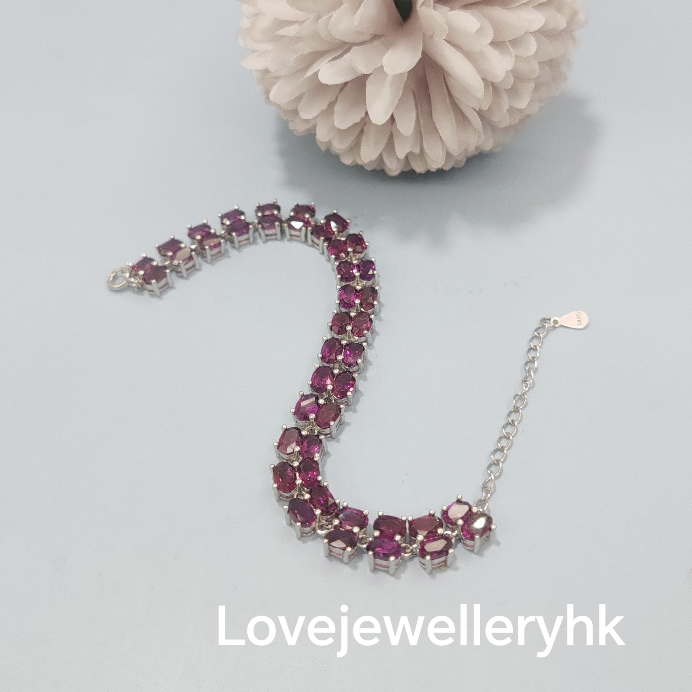 雙行天然石榴石手鍊    GB012