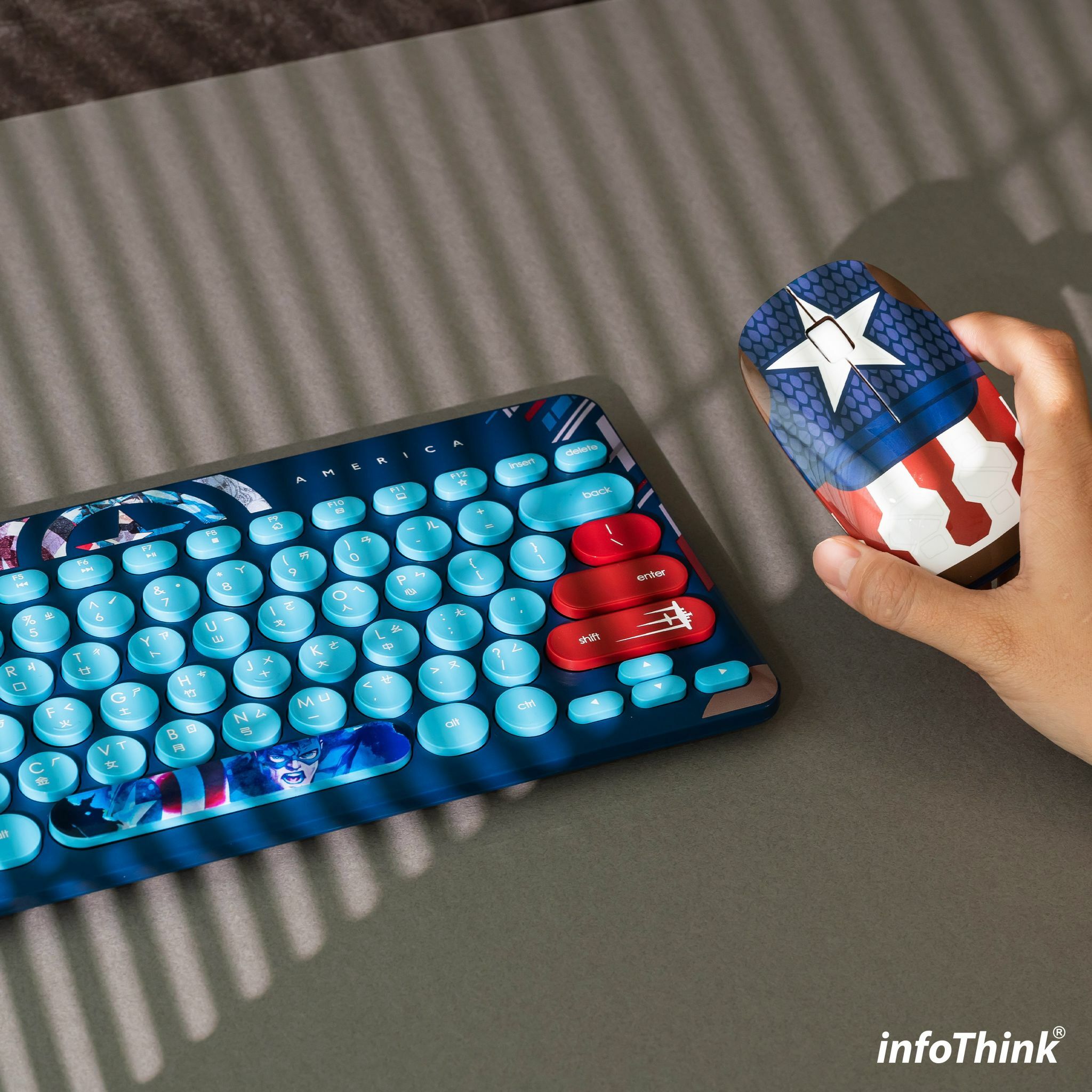 台灣直送 100%正版 Infothink 美國隊長系列無線鍵盤+光學滑鼠 Captain America  電腦配件 打機必用 復仇者聯盟 Marvel 漫威