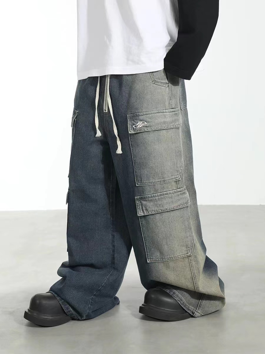 HARSH AND CRUEL 23FW 輪廓剪裁重水洗多口袋寬鬆闊腿褲 HM233060350