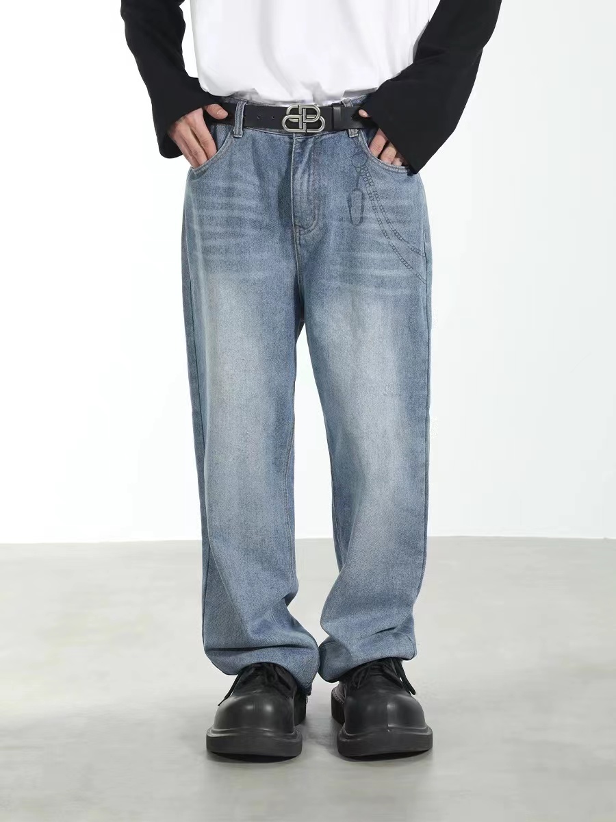 Harsh and Cruel 23FW 拔彩工藝褲鍊破壞直筒牛仔褲 HN233140333