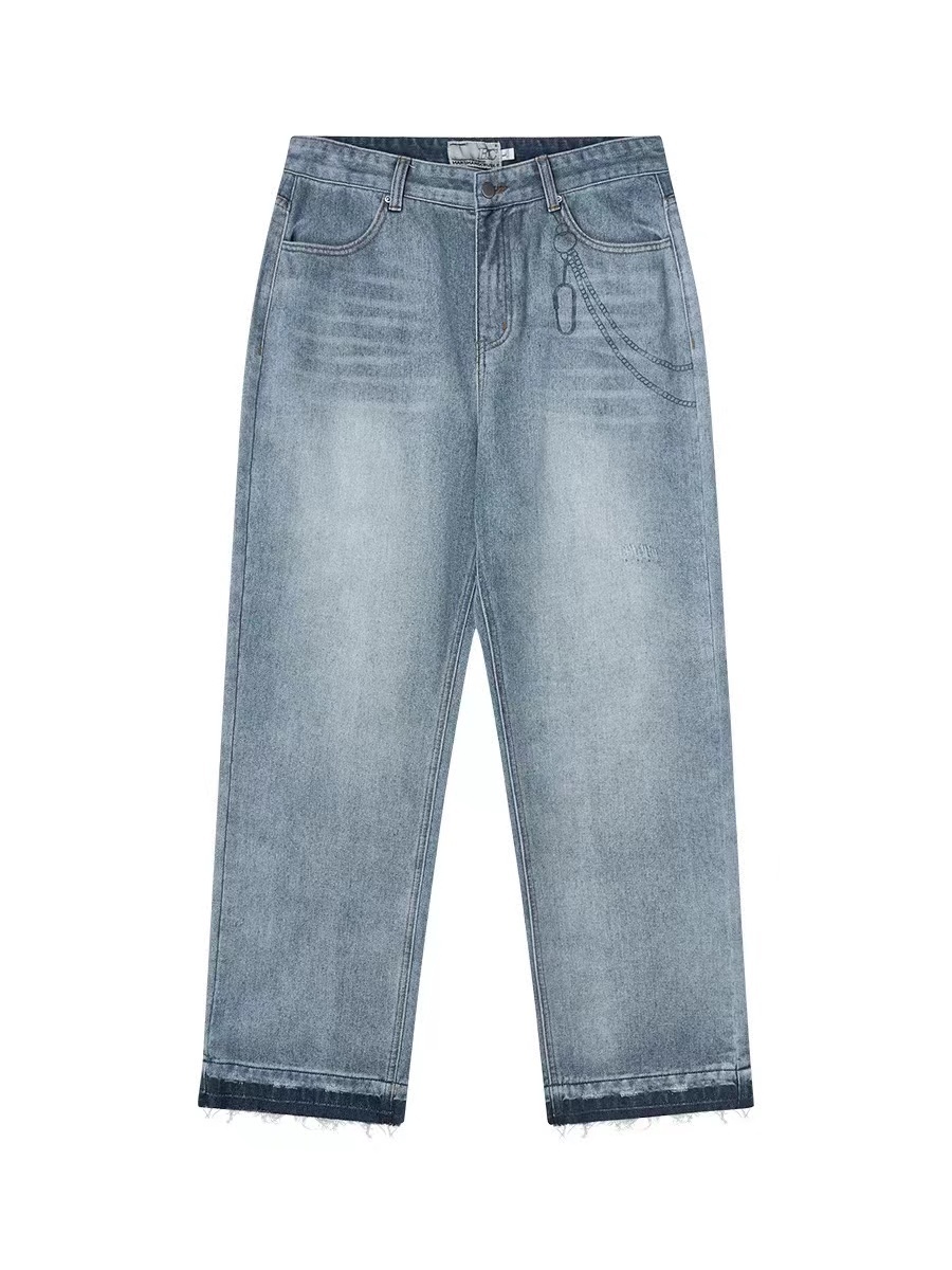 Harsh and Cruel 23FW 拔彩工藝褲鍊破壞直筒牛仔褲 HN233140333