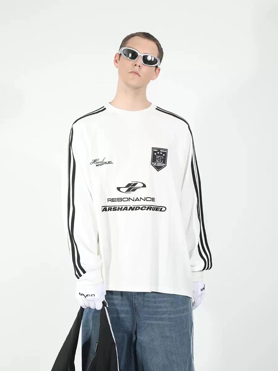 Harsh and Cruel 23FW 插肩袖運動拼接刺繡圓領長袖 HM233020348