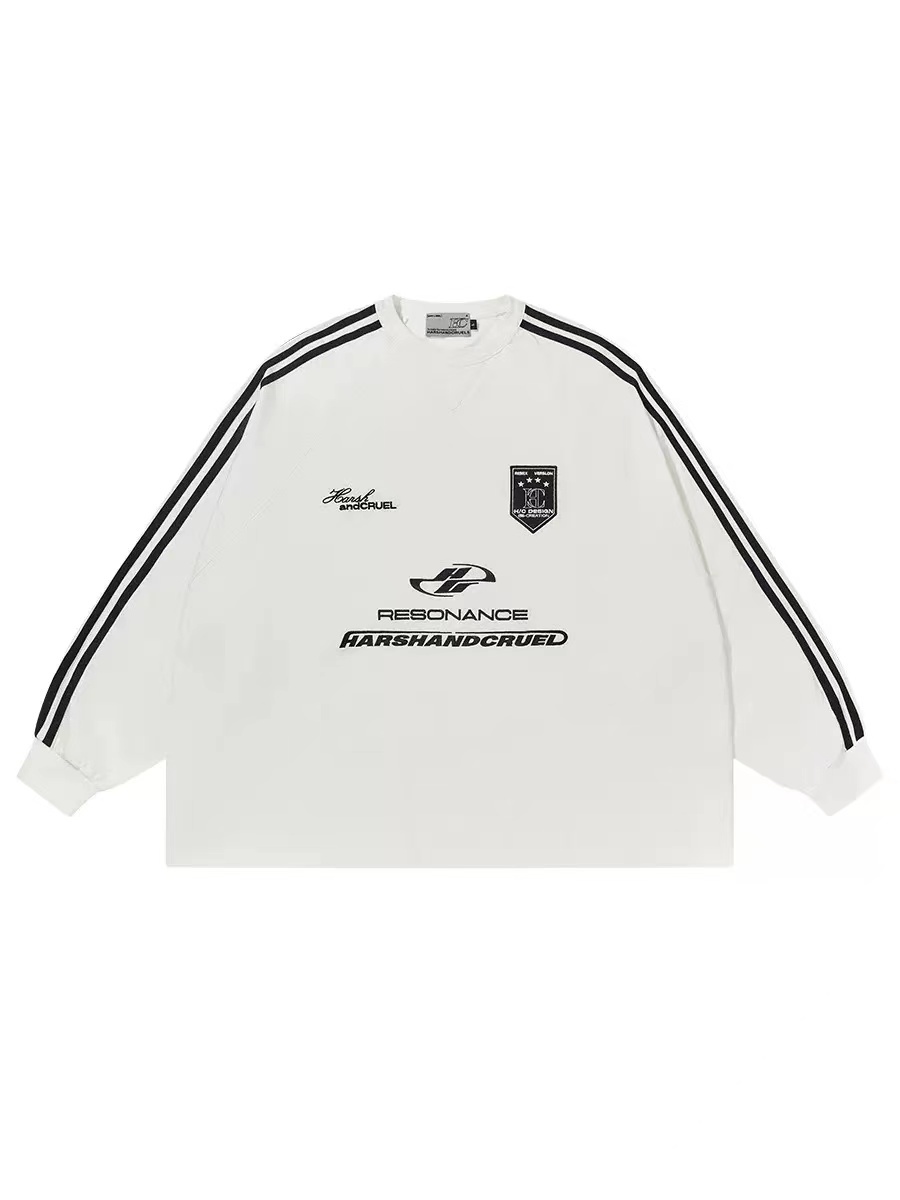 Harsh and Cruel 23FW 插肩袖運動拼接刺繡圓領長袖 HM233020348