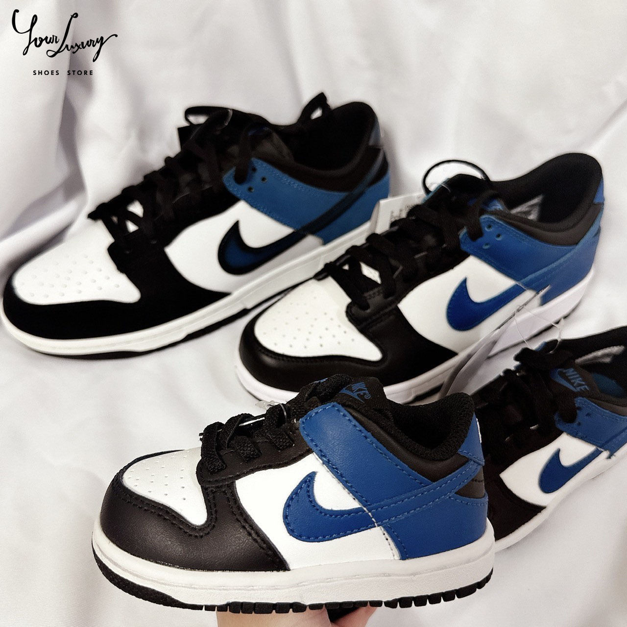 【Luxury】Nike Dunk Low 黑藍白 大人大童中童小童 噴墨藍 親子鞋 親子款 男女 男童 女童 DH9765-104