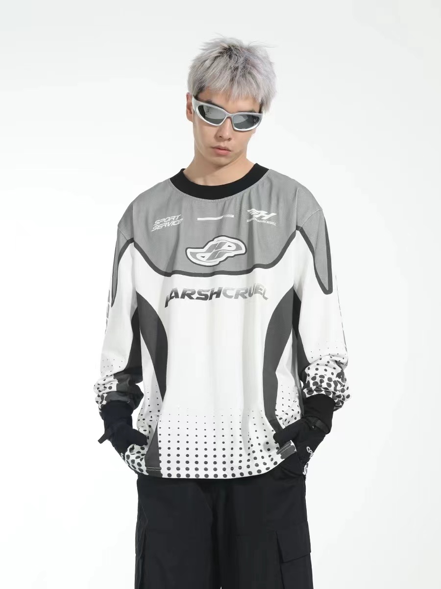Harsh and Cruel 23FW 撞色運動賽車圓領長袖 HM233020346