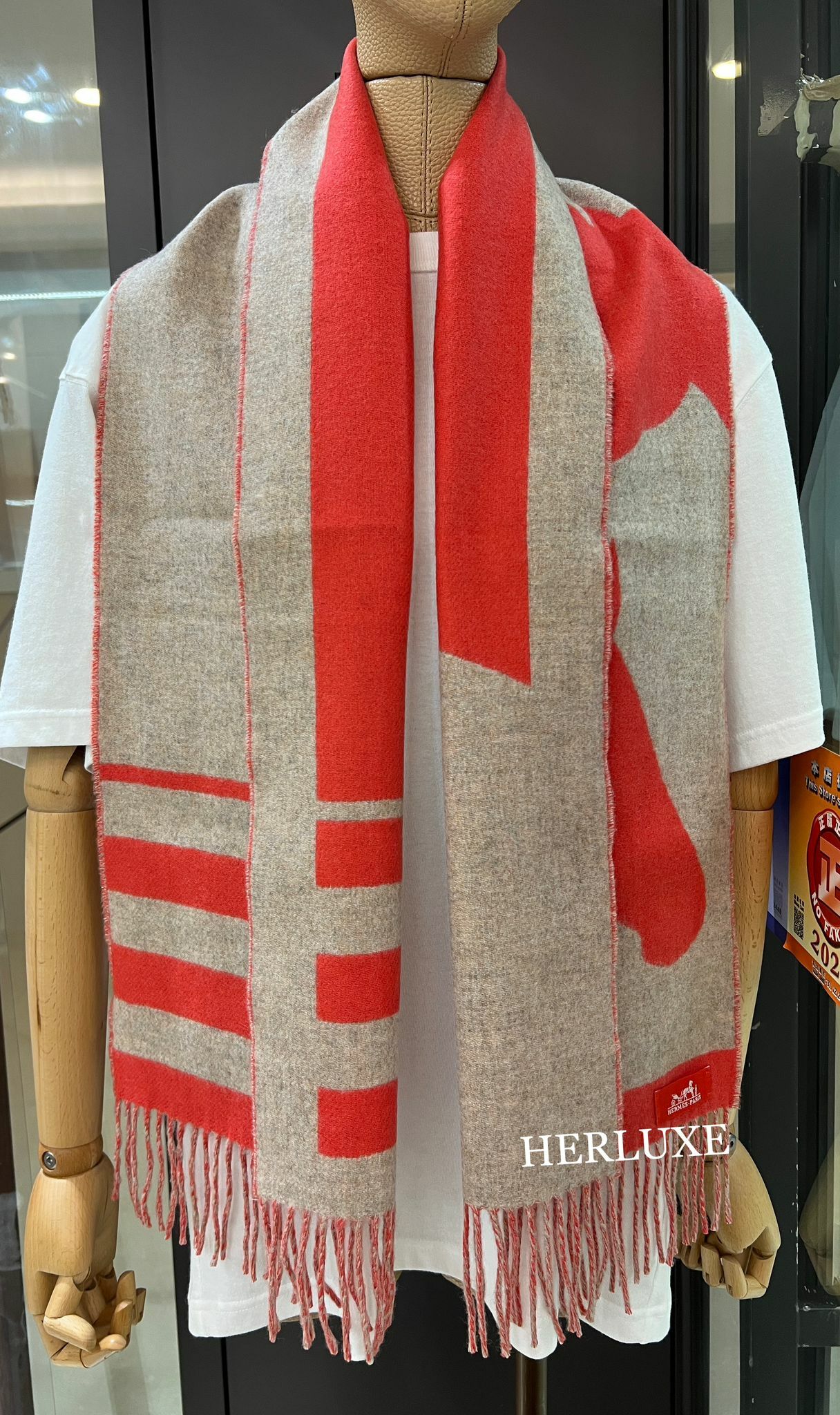 Casaque Love Story muffler Écarlate / Beige Chiné 30x140cm