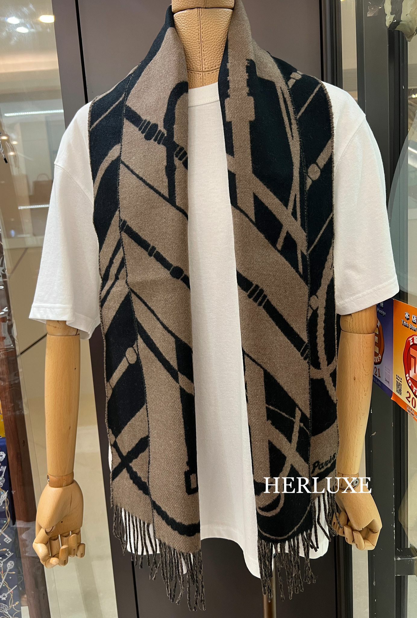 Clic-Clac muffler Noir / Étoupe 25x150cm